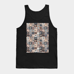 European Tile  - Retro Geometric Wobbly Square Grid Pattern Tank Top